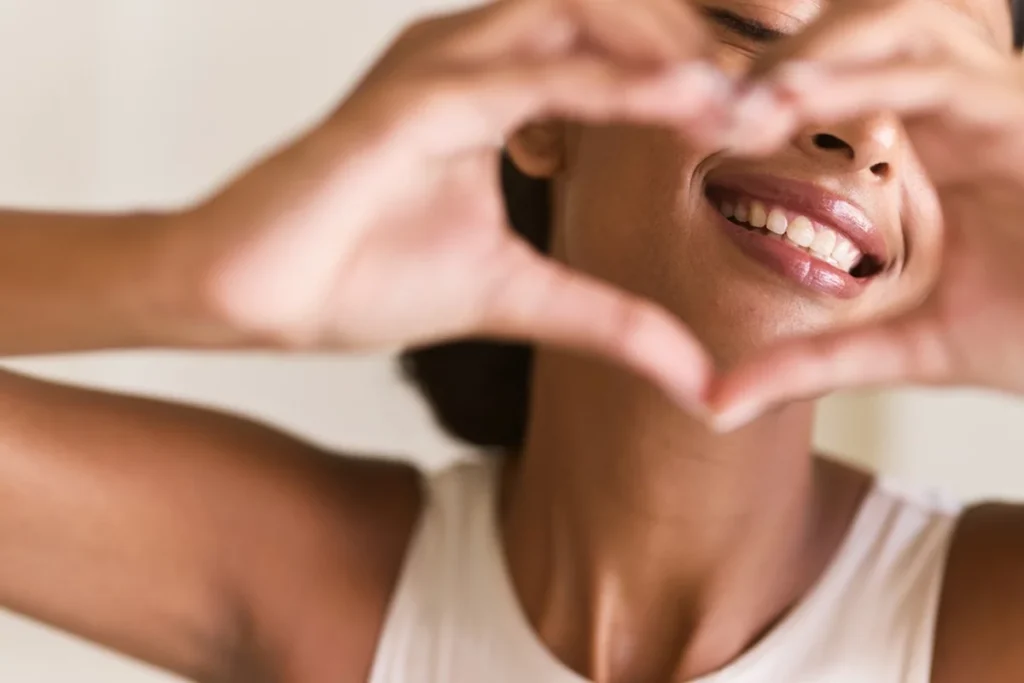 A woman loving her smile